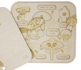 Puzzle 3D éducatif en bois - Les champignons  - Fabriqué en France