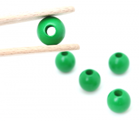 Perles en bois vert à enfiler pour jeux