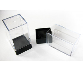 Cube rangement Mini boite transparente base noire 