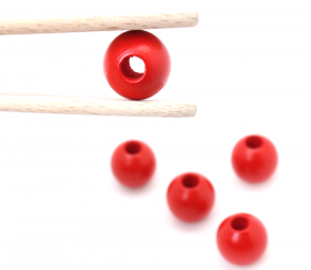 Perles en bois rouge à enfiler pour jeux