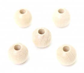 Perle bois naturel de 2 cm trou de 7 mm unité