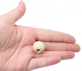 Perle bois naturel de 2 cm trou de 7 mm unité