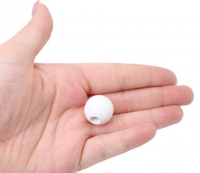 Perle bois blanche de 2 cm trou de 7 mm unité