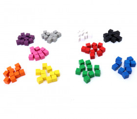 Lot 100 petits cubes en bois multicolores 8 mm pour jeu - en 10 couleurs