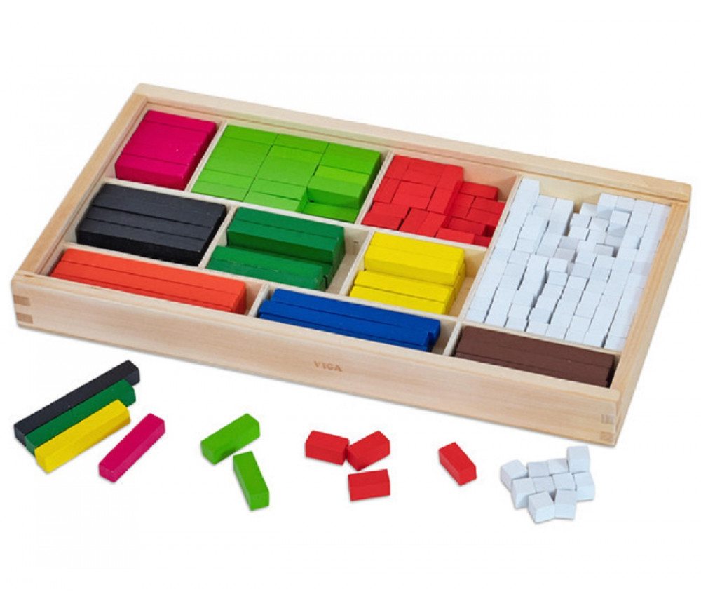 Coffret 300 cubes et bâtonnets bois calcul et jeux - base 10