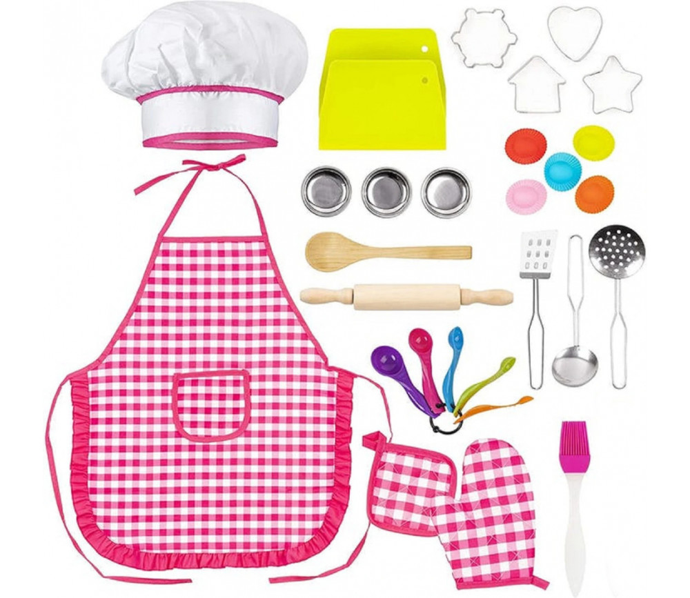 Kit de cuisine 31 pièces pour enfants kit dapprentissage précoce à faire soi-mê tapis à pâtisserie en silicone avec moules à cupcakes et moules amusants rouleau à pâtisserie antiadhésif 
