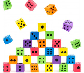 48 dés en mousse colorée 4 cm avec les points 1 à 6 pour jeux