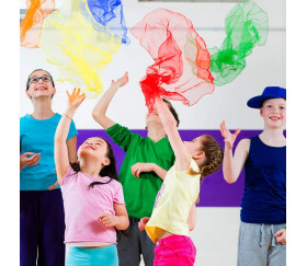 Assortiment de foulards pour jonglerie couleurs vives 60 cm
