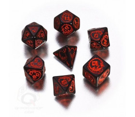 7 dés multifaces effet dragon rouge et noir
