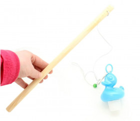 Canne à pêche en BOIS avec crochet jouet enfant