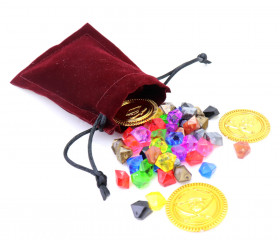 Bourse Sac trésor 50 pépites colorées et 5 pièces d'or