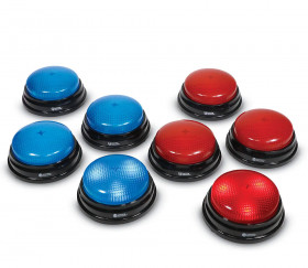4 buzzers bleus et 4 buzzers rouges pour à personnaliser pour quiz