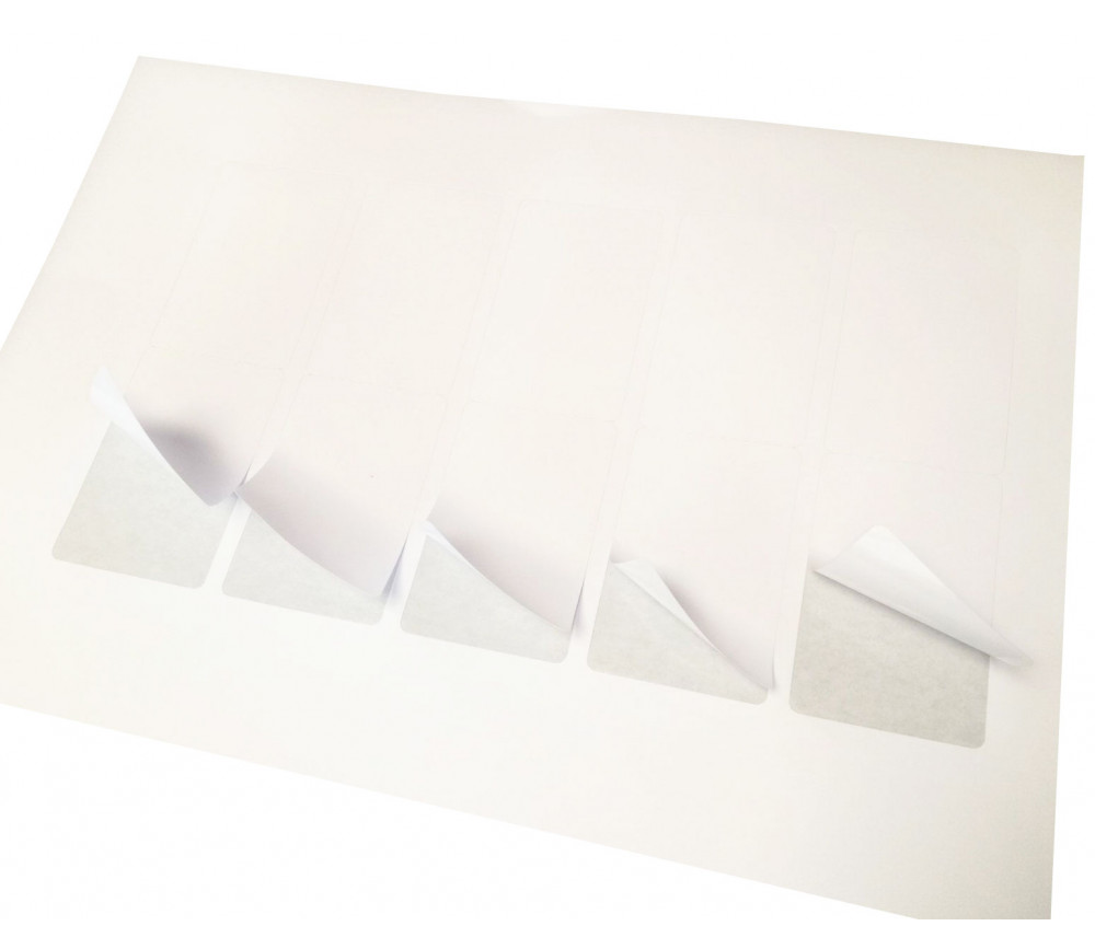 Feuille A4 avec 5 mini cartes à jouer blanches prédécoupées à imprimer 43,5 x 67,5 mm