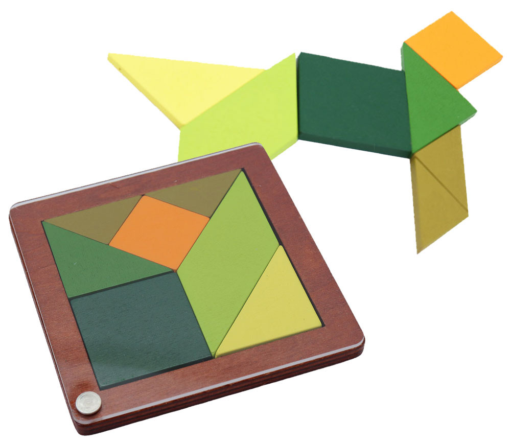 Jeu de tangram en bois avec cadre