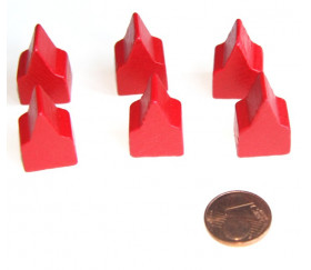 10 Pions maisons toits pointus rouge 20x13x10 mm