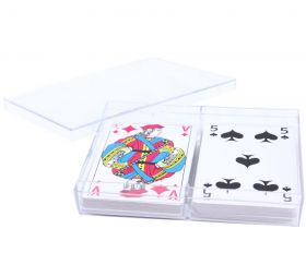 Boite plastique double cristal pour 2 jeux 54 cartes à jouer vide