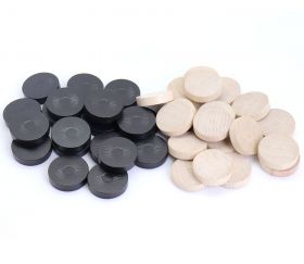 40 Pions bois dames noir naturel 30 x 7 mm moulure soleil