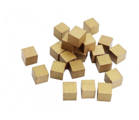 20 cubes en bois 0.8 cm dorés or pour jeu