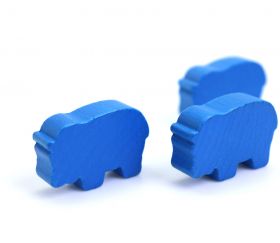 Petits pions hippopotame bleu en bois