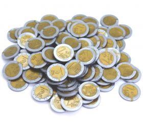 100 Pièces de 2 euros en Re-plastique monnaie factice jeu