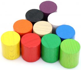 Cylindre à jouer bois coloré 15 x 13 mm à l'unité