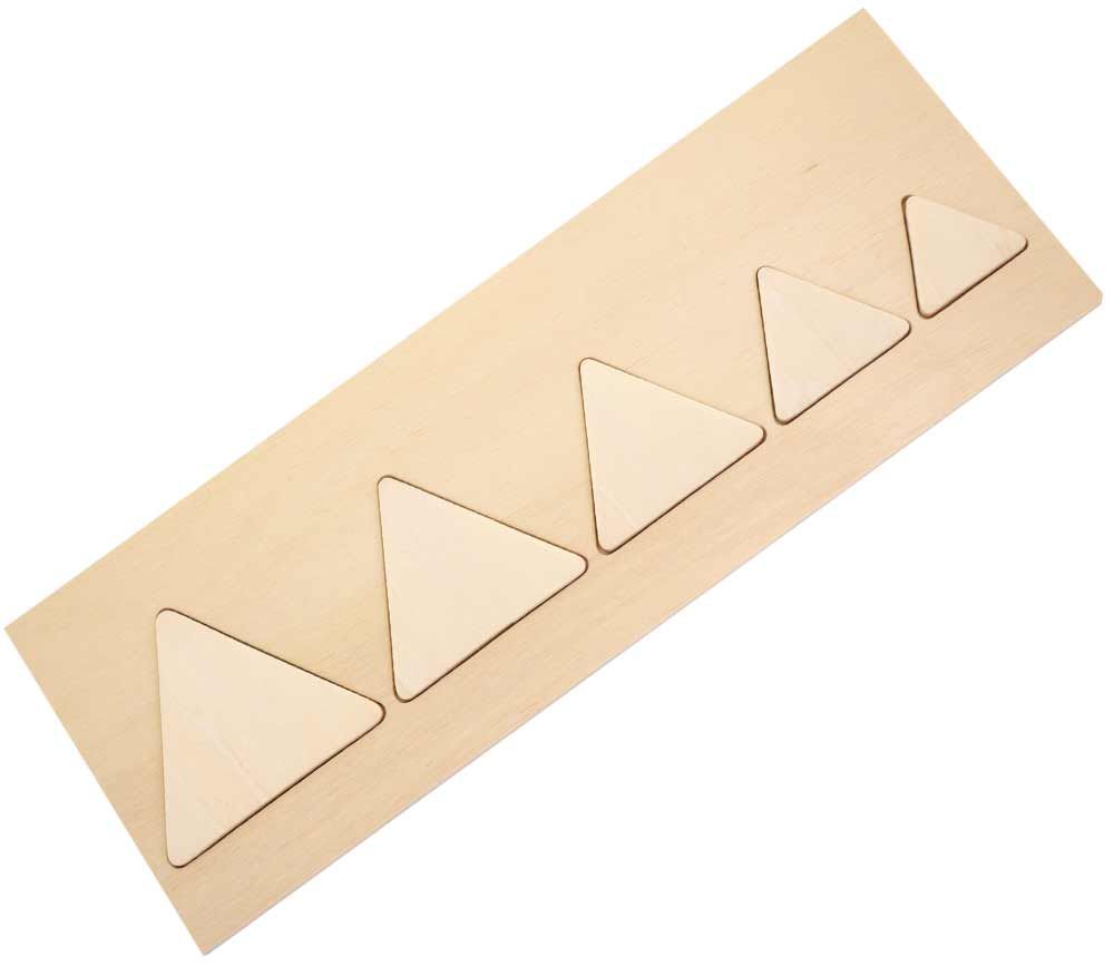Puzzle en bois naturel triangle 5 pièces