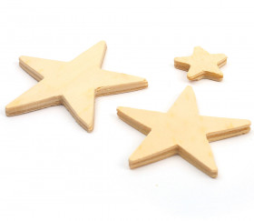11 étoiles en bois différentes tailles de 2.3 cm à 7.5 cm