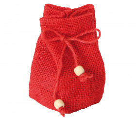 Mini sac jute rouge 7.5 x 10 cm avec cordon