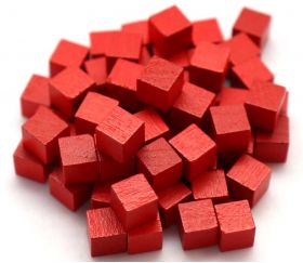 60 petits cubes rouges en bois 0.6 cm