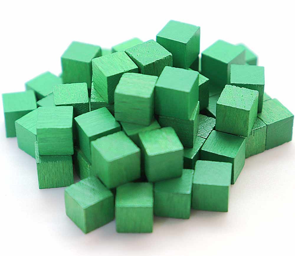 60 cubes 6 mm vert en bois 0.6 cm