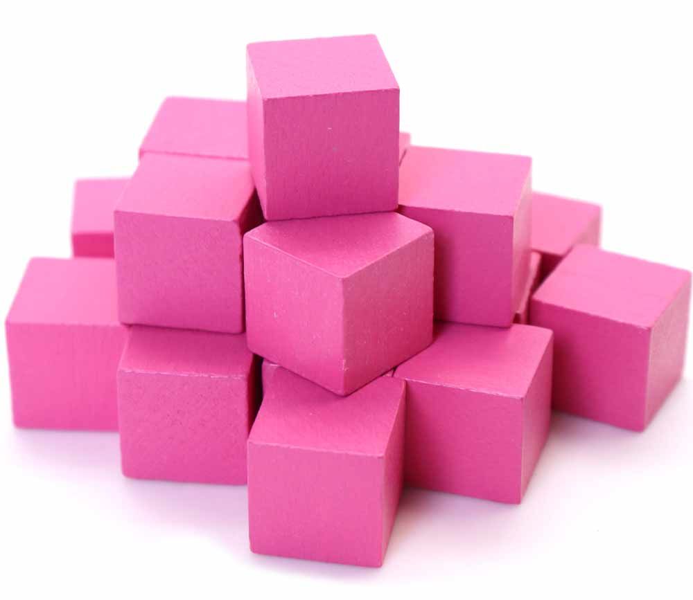 20 cubos de madera rosa 1,6 para juegos de mesa, construcción, matemáticas