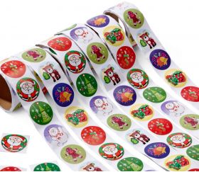 100 stickers décor Noël ronds de 3.8 cm