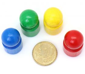 4 pions joueur droit avec boule en bois colorés pour jeu