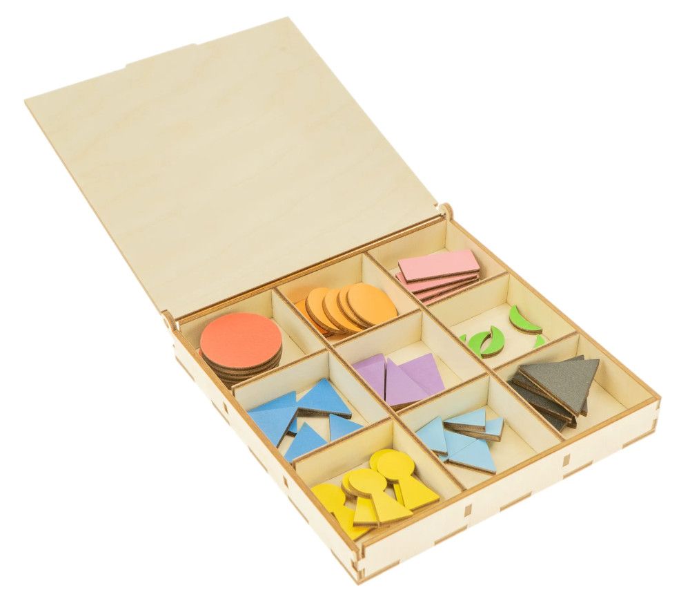 Symboles de grammaire en bois de base Montessori avec boîte