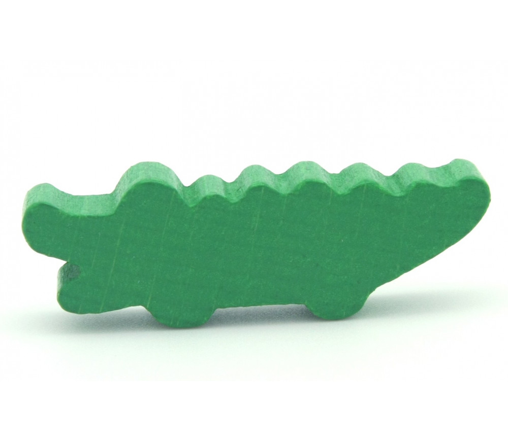 Pion crocodile vert en bois