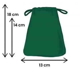 Sac de rangement 13 x 18 cm - velours épais vert avec cordon