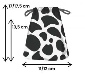 Sachet de velours effet vache 17 x 12 cm tacheté noir