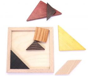 Tangram couleur en bois 12 cm. Fabrication Jura