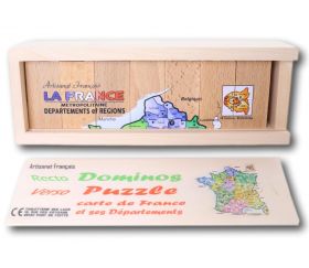 Coffret 2 jeux : dominos et carte de France en bois