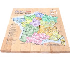 Puzzle jeu carte de France en bois fabrication française