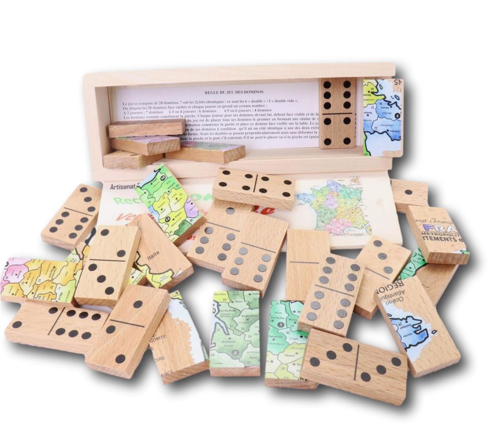 Domino puzzle carte de France en bois