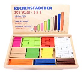 Coffret 308 cubes et batonnets bois calcul et jeux - complément 10 - cuisenaire