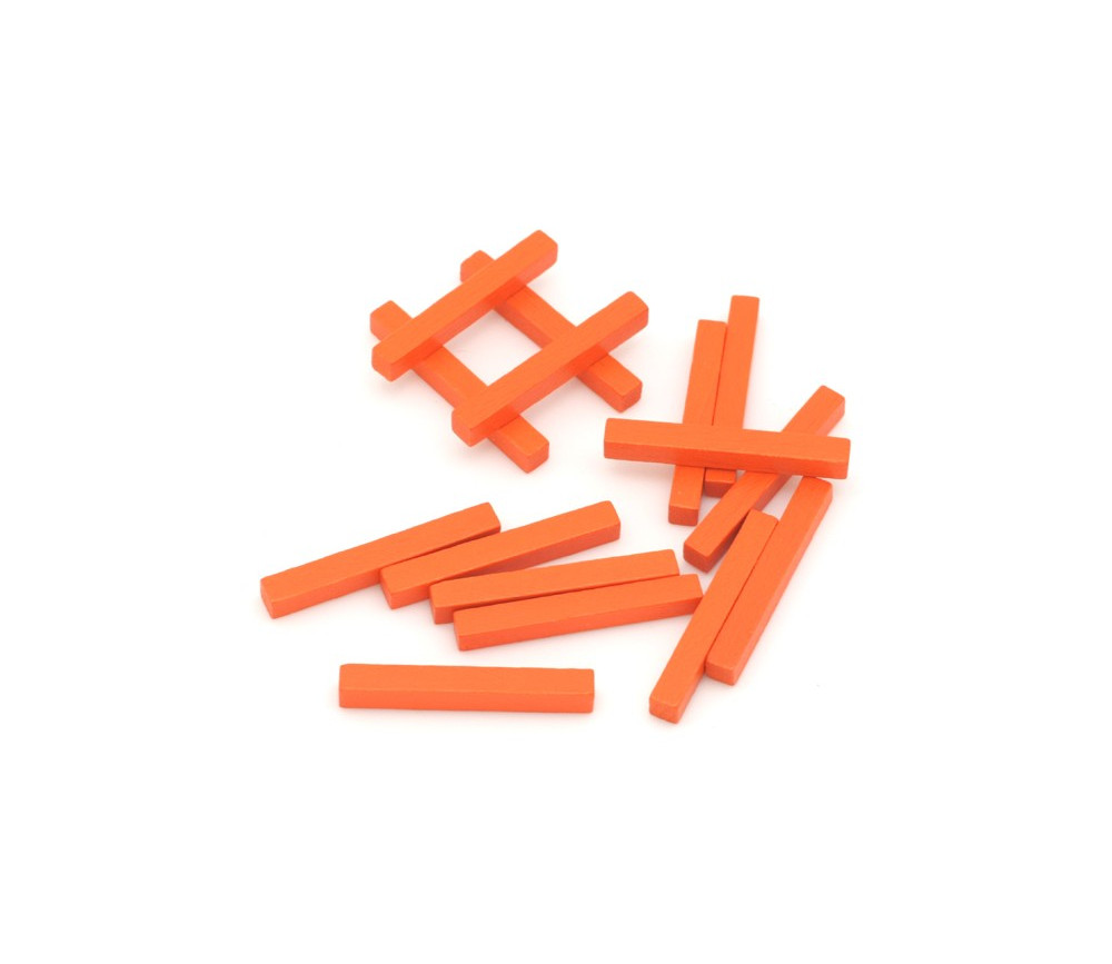 Baguettes orange 5x5x39 mm pions buchettes en bois pour jeu