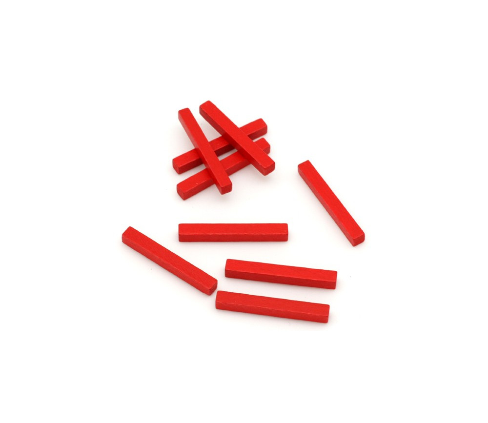 Baguettes rouge 5x5x39 mm pions buchettes en bois pour jeu