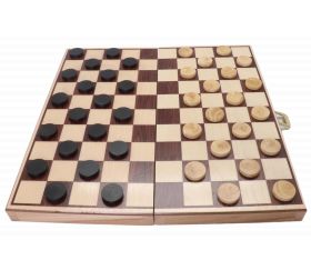 Coffret Jeu de dames bois plateau 30 cm pliable + 40 pions - fabrication France