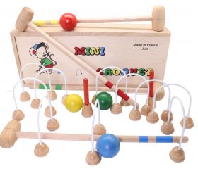 Mini Croquet en bois 4 joueurs TABLE ou intérieur en coffret