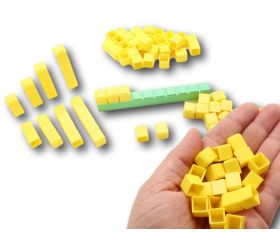100 Cubes unités 1 cm jaunes emboitables en Re-plastique