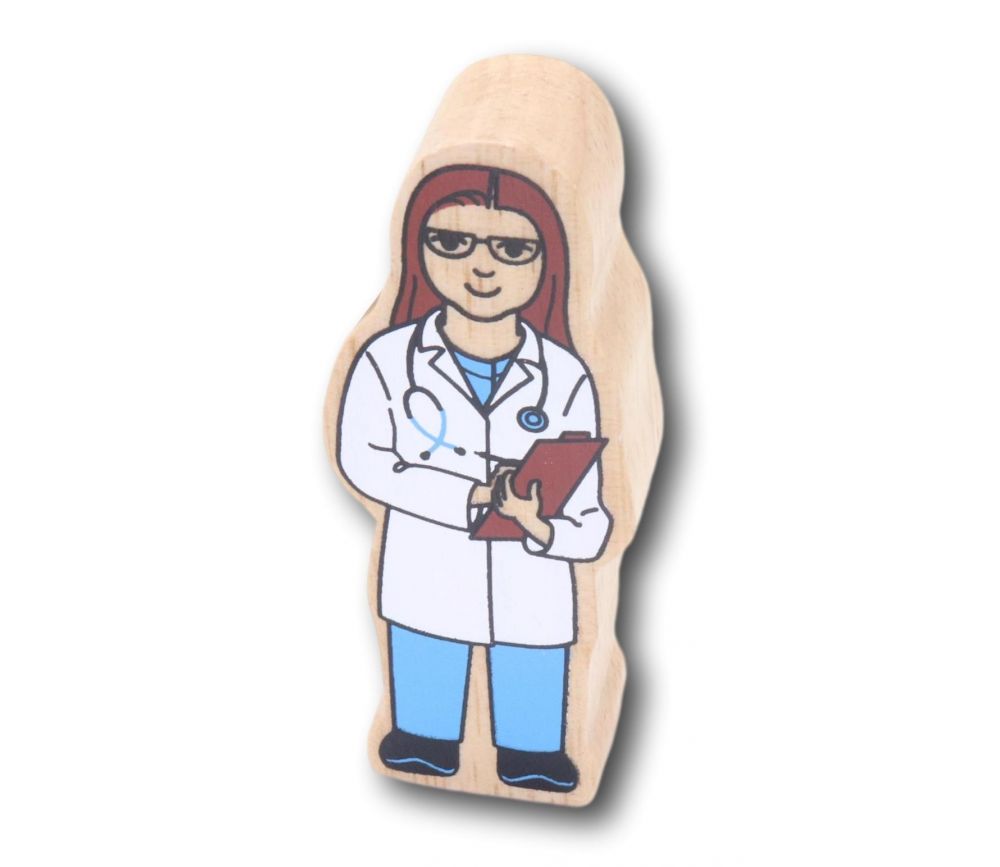 Femme Médecin en bois 100 x 40 x 25 mm personnage jeu