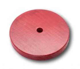 Disque troué en bois de 7.4 cm de diamètre rouge