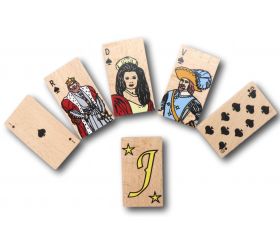 Carte à jouer bois figures roi, reine, valet, as, dix et joker7 x 3.8 cm à l'unité